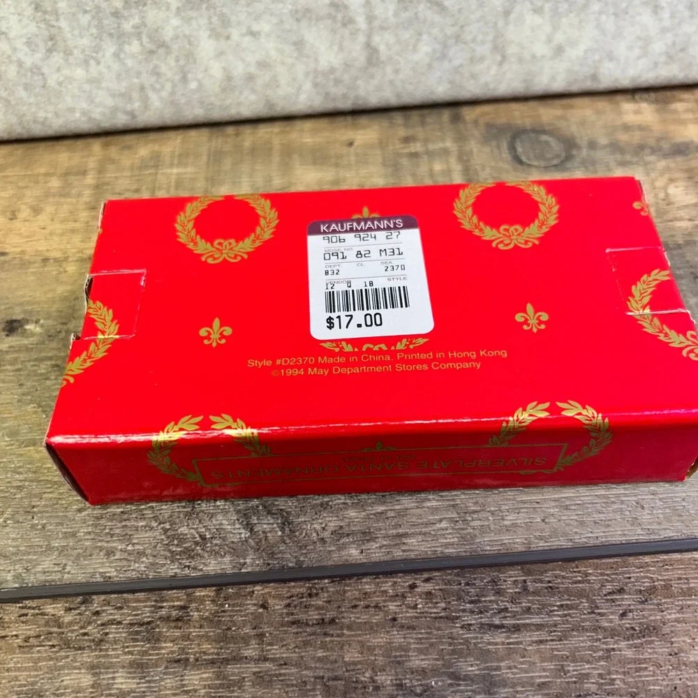 NIB Home For The‎ Holidays Silverplate Santa Ornaments Set of 3 Christmas Decor